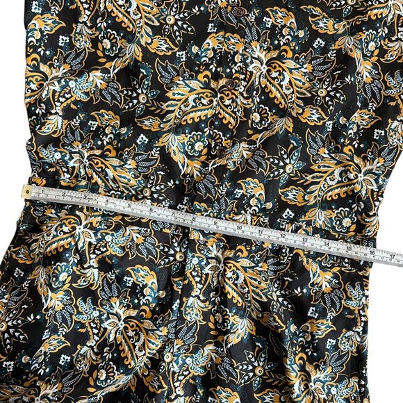 Romper Jack Floral Paisley Shorts Jumpsuit Black Size‎ L Maximalist Camp Preppy - Picture 9 of 12
